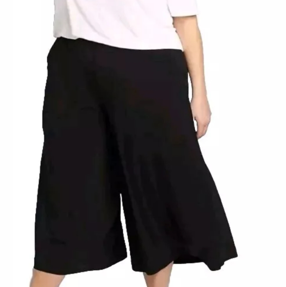 Lane Bryant Wide Leg Capri Woman 6X 38/40 Pants Matte Jersey Pockets Black NWT